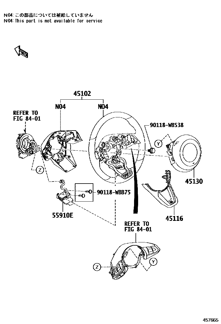 Toyota YARIS Steering Wheel EPC diagram — 457665