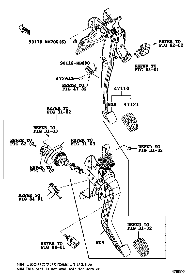 Toyota YARIS Brake Pedal & Bracket EPC diagram — 479992