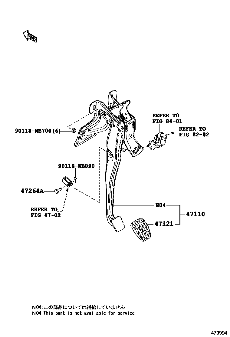 Toyota YARIS Brake Pedal & Bracket EPC diagram — 479994
