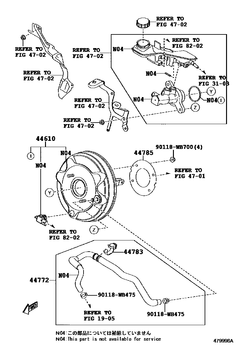 Toyota YARIS 制动助力器和真空管 EPC diagram — 479996A