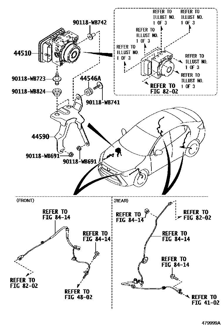 Toyota YARIS 制动配管和卡箍 EPC diagram — 479999A