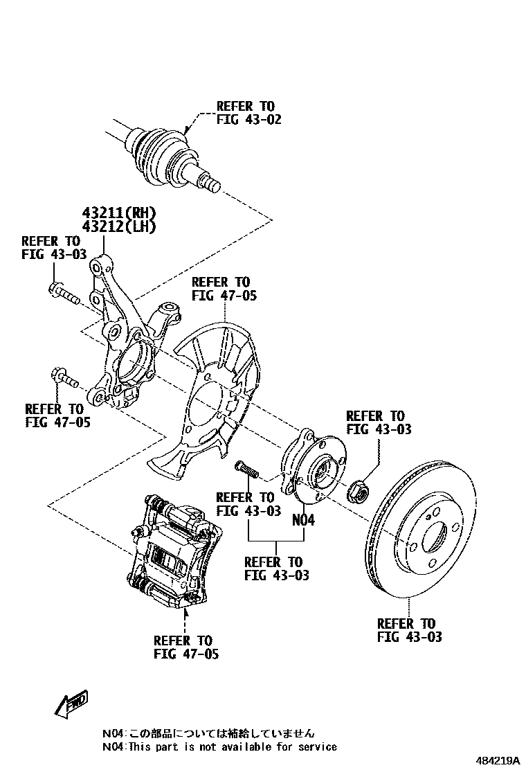 Toyota YARIS 前桥控制臂和转向节 EPC diagram — 484219A