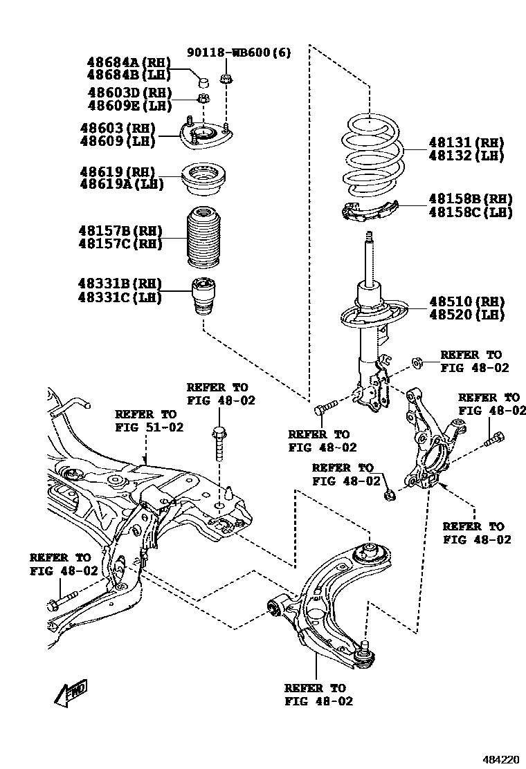 Toyota YARIS Front Spring & Shock Absorber EPC diagram — 484220