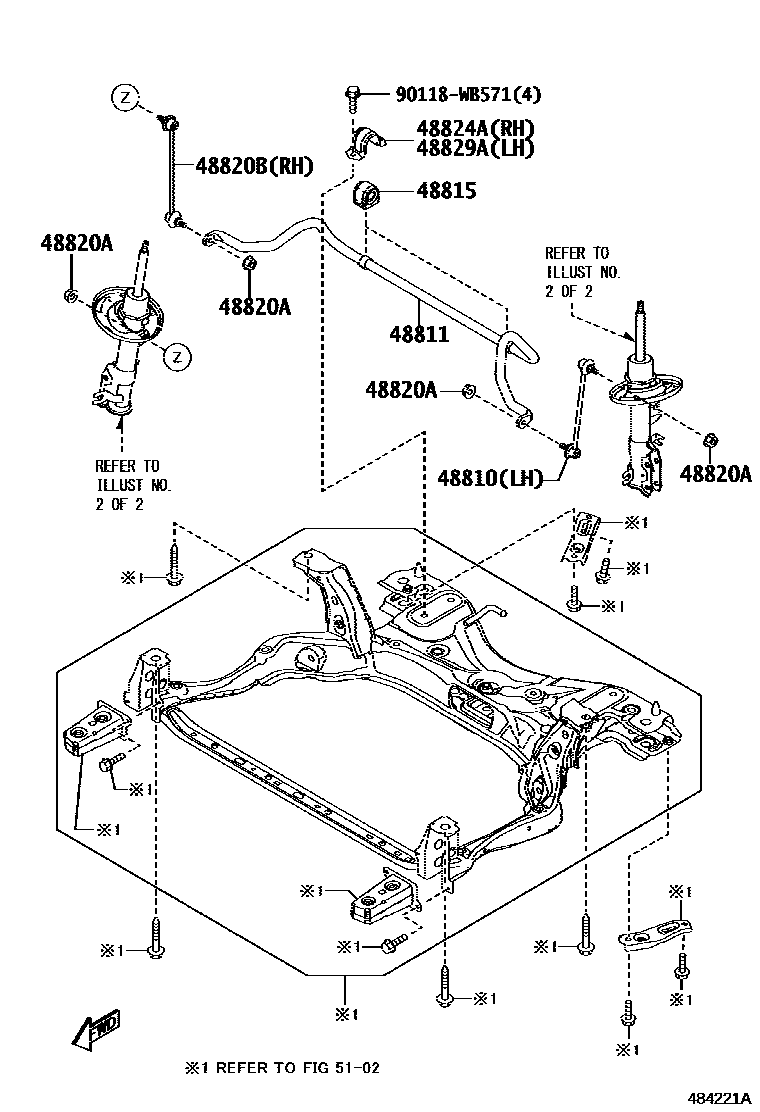 Toyota YARIS Front Spring & Shock Absorber EPC diagram — 484221A