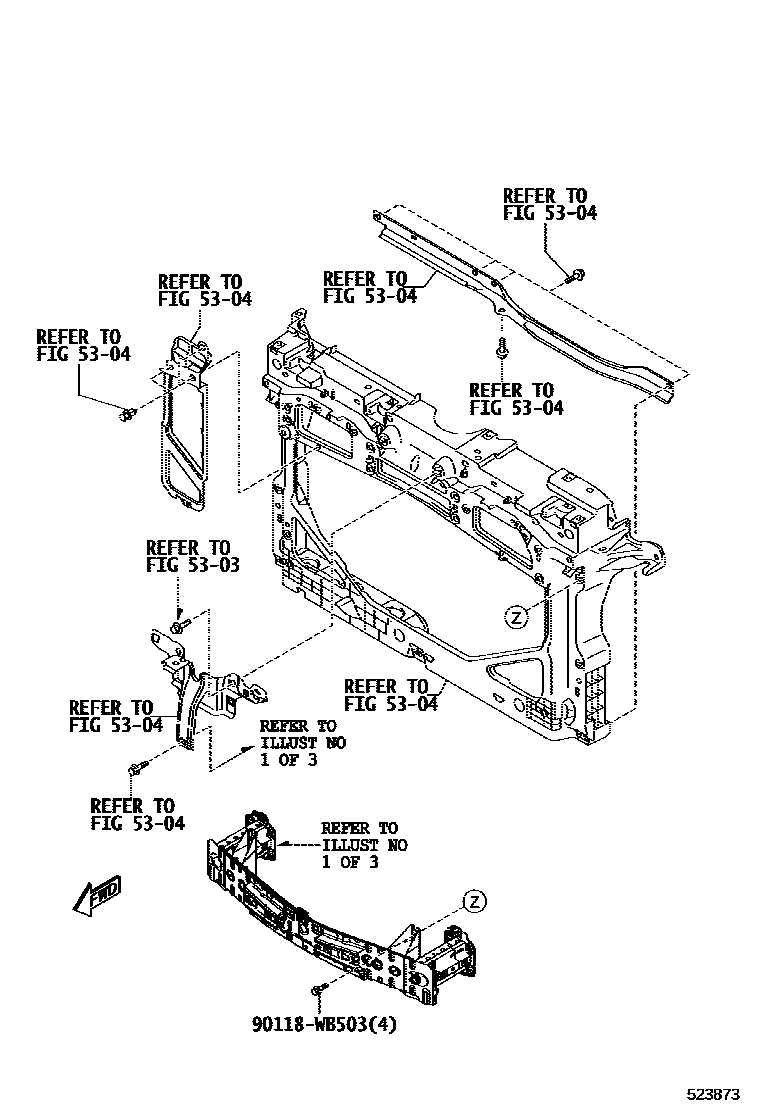 Toyota YARIS 前保险杠及附件 EPC diagram — 523873