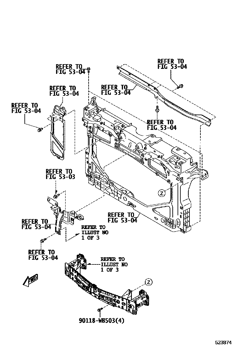 Toyota YARIS 前保险杠及附件 EPC diagram — 523874