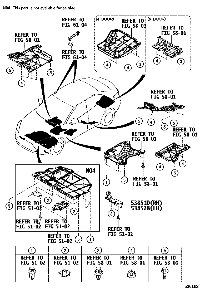 Toyota YARIS 发动机盖和前翼子板 EPC diagram — 536162