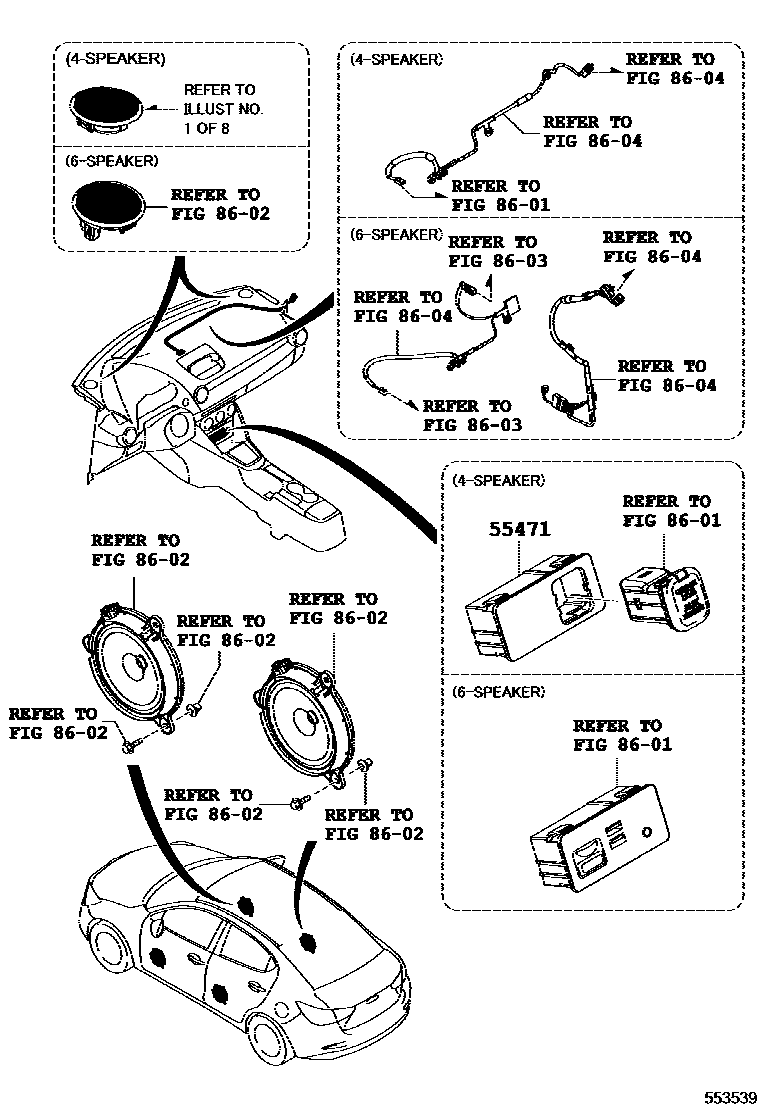 Toyota YARIS 仪表板和手套箱 EPC diagram — 553539