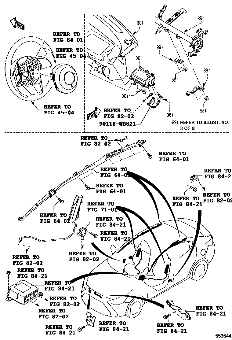 Toyota YARIS 仪表板和手套箱 EPC diagram — 553544