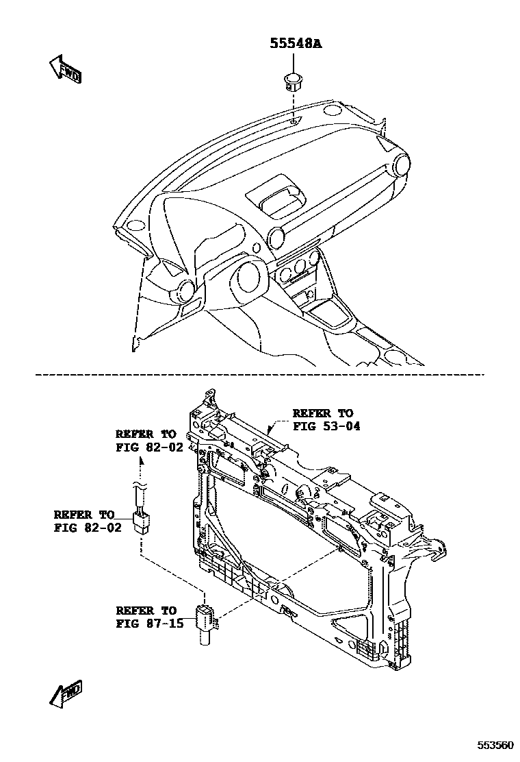 Toyota YARIS 仪表板和手套箱 EPC diagram — 553560