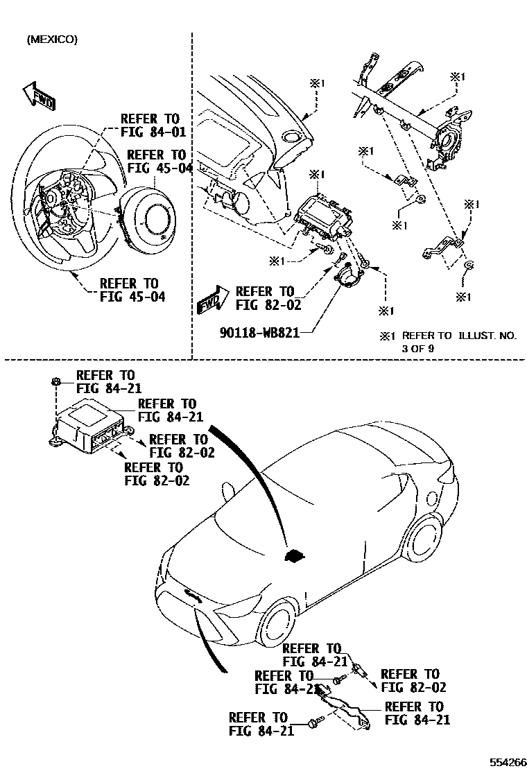 Toyota YARIS 仪表板和手套箱 EPC diagram — 554266