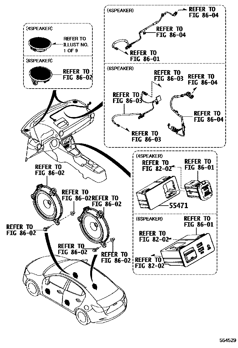 Toyota YARIS 仪表板和手套箱 EPC diagram — 554529
