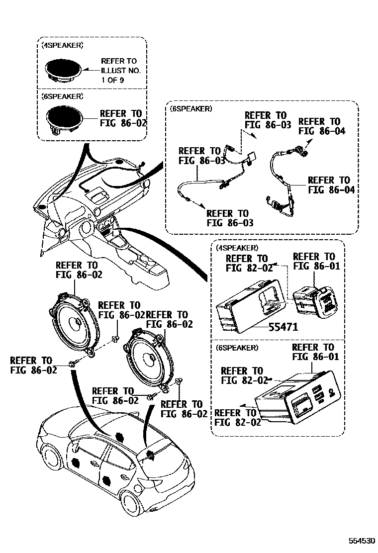 Toyota YARIS 仪表板和手套箱 EPC diagram — 554530