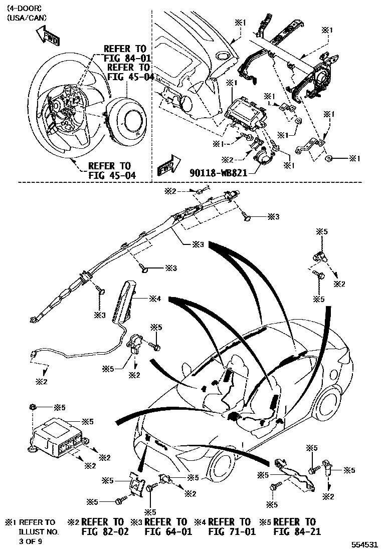 Toyota YARIS 仪表板和手套箱 EPC diagram — 554531