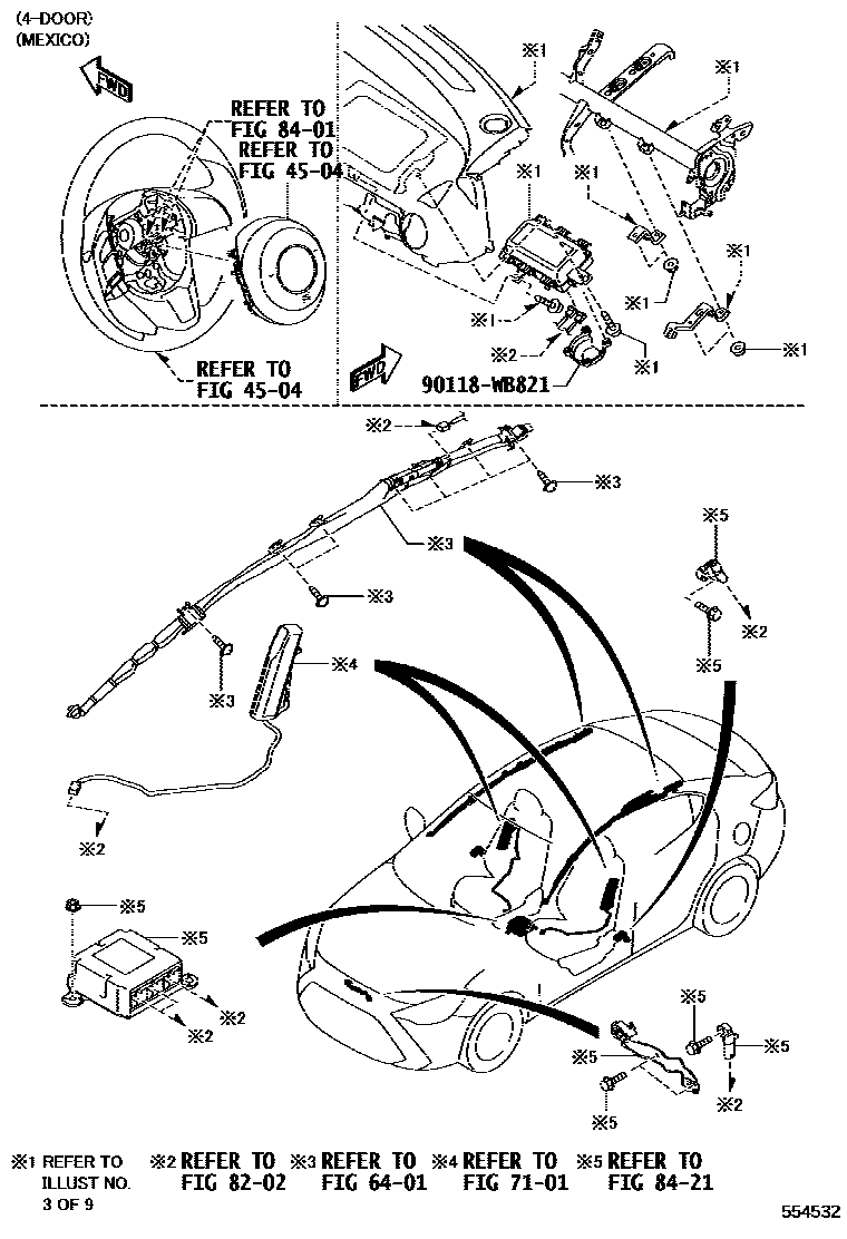 Toyota YARIS 仪表板和手套箱 EPC diagram — 554532