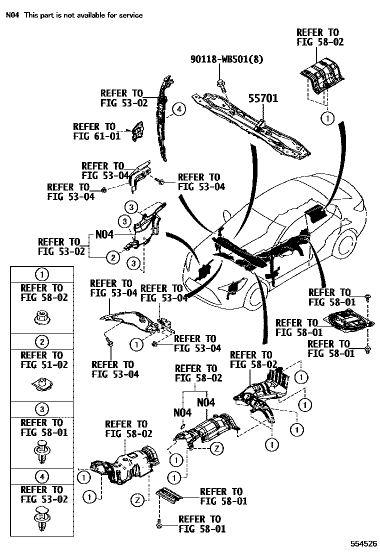 Toyota YARIS 前围板和挡风玻璃 EPC diagram — 554526