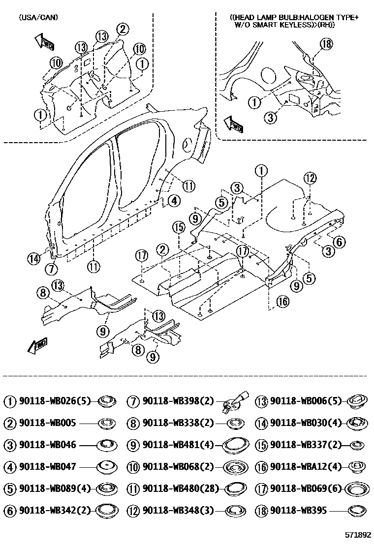 Toyota YARIS hole plug EPC diagram — 571892
