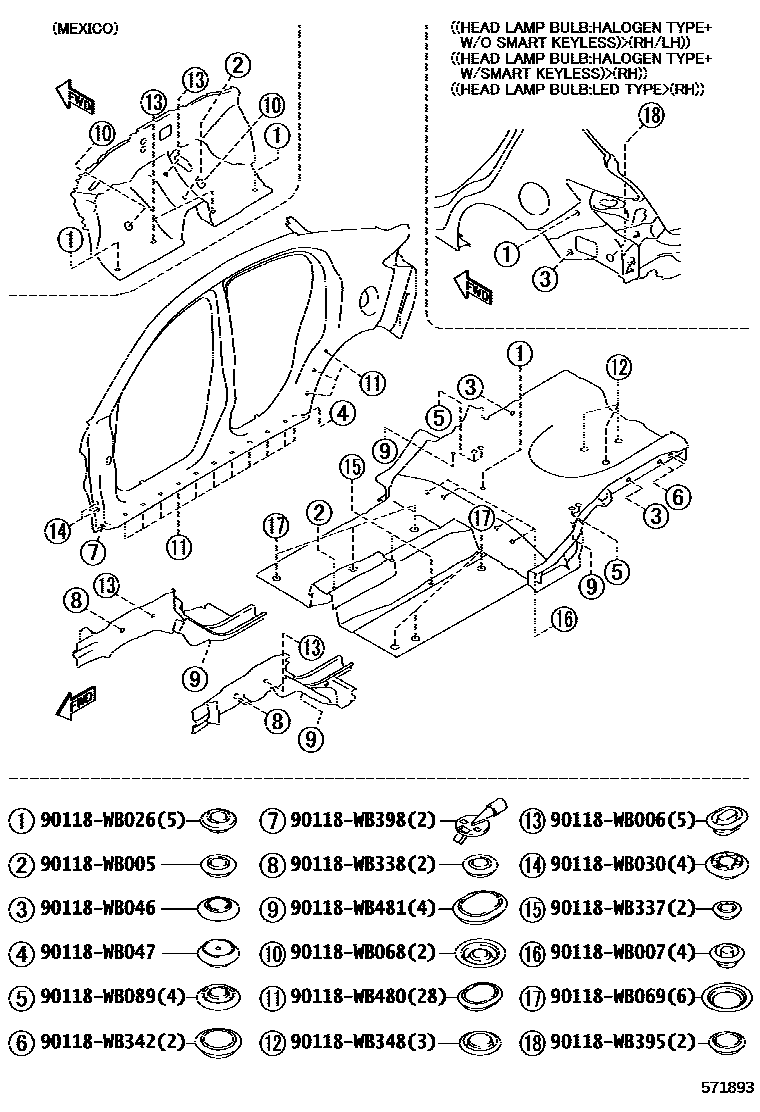 Toyota YARIS hole plug EPC diagram — 571893