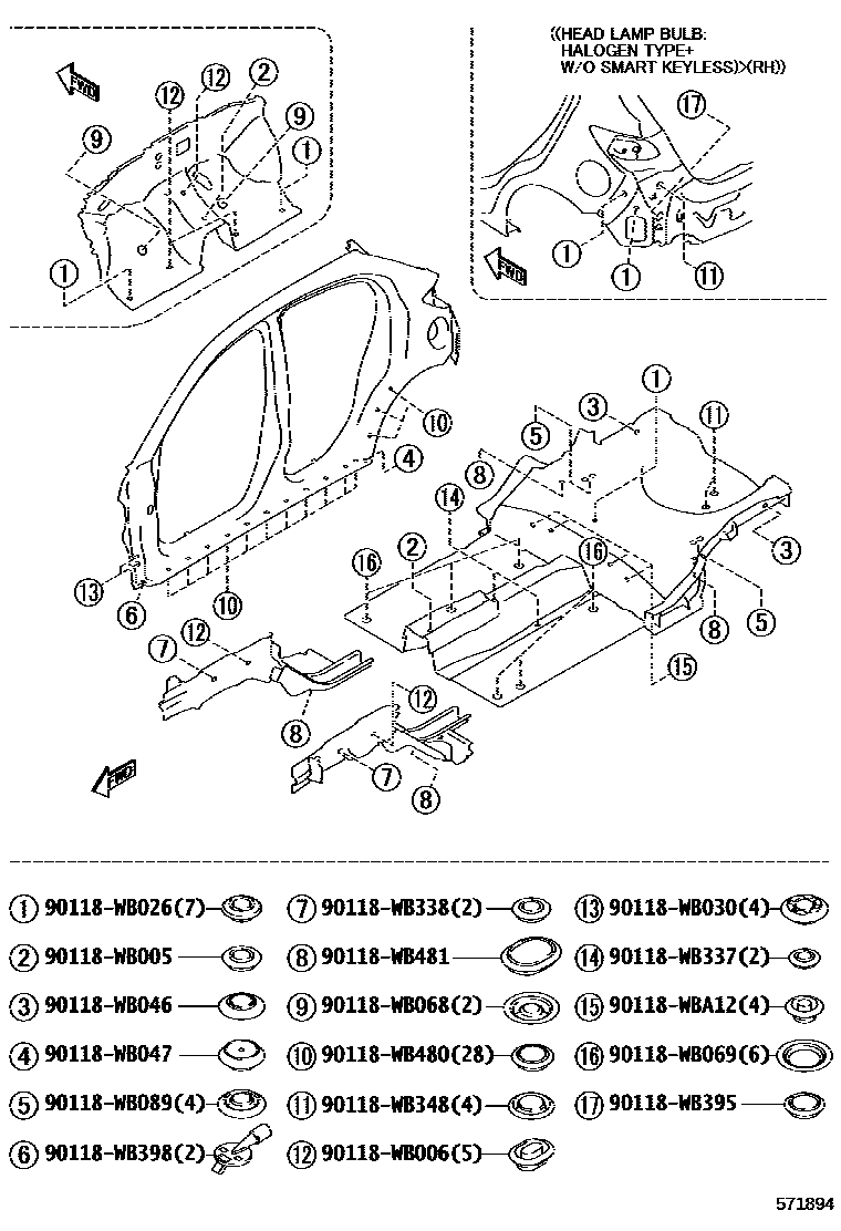 Toyota YARIS hole plug EPC diagram — 571894