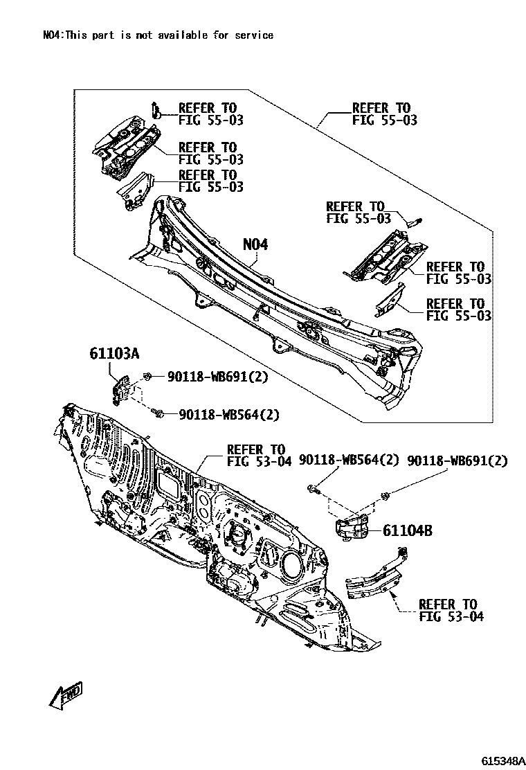 Toyota YARIS 侧梁 EPC diagram — 615348A