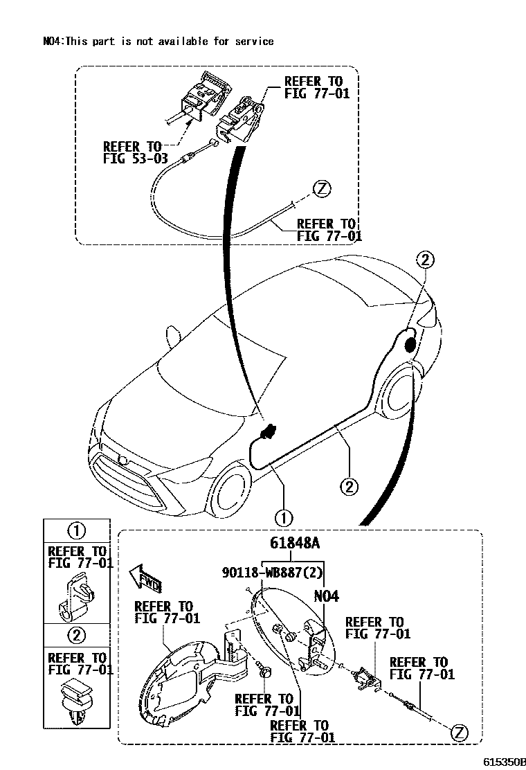 Toyota YARIS 侧梁 EPC diagram — 615350B