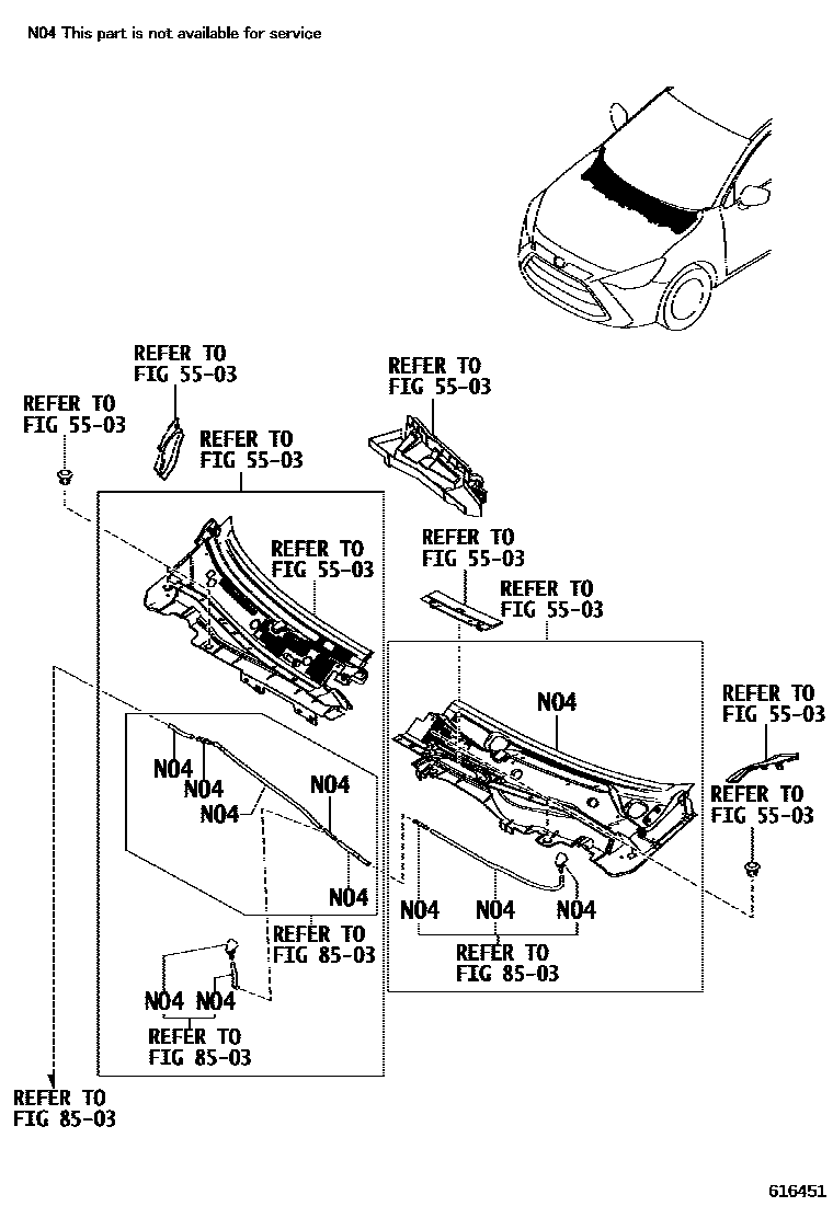 Toyota YARIS 车侧通风装置 EPC diagram — 616451