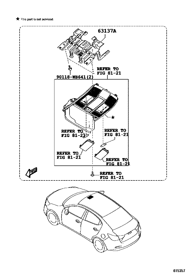 Toyota YARIS 天窗板和背窗玻璃 EPC diagram — 615357