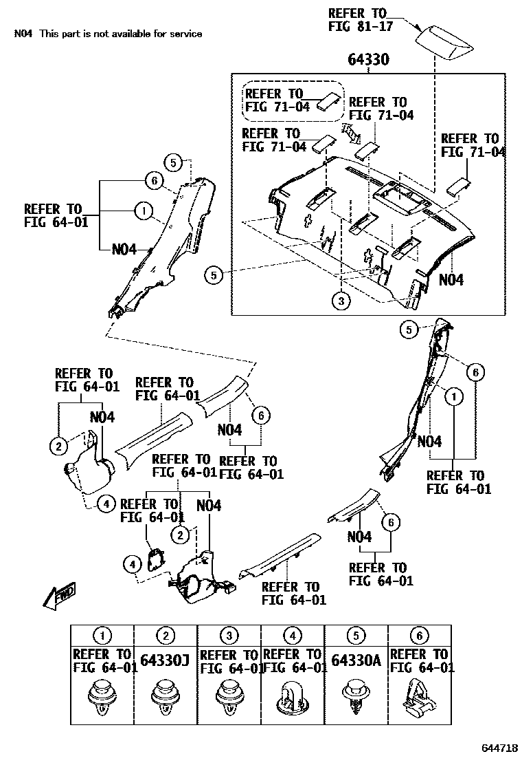 Toyota YARIS 杂物箱板和行李箱垫 EPC diagram — 644718
