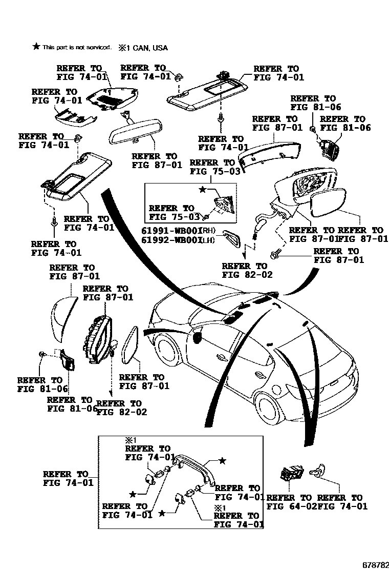 Toyota YARIS 前门板和前门玻璃 EPC diagram — 678782