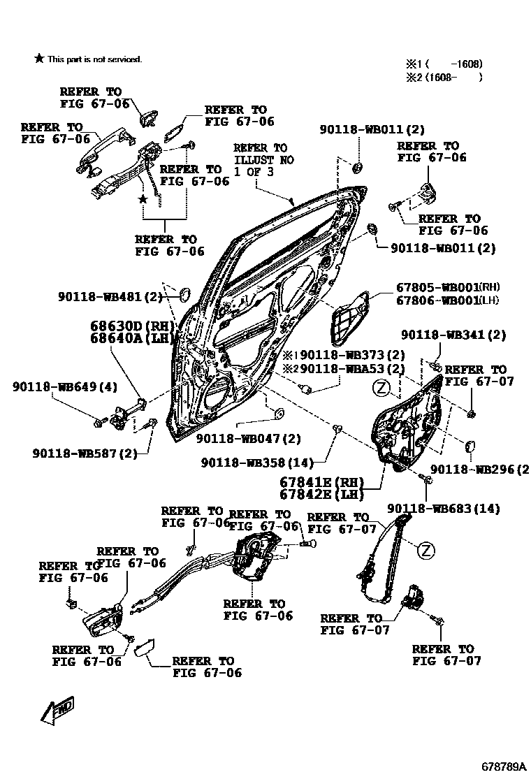 Toyota YARIS 后门板和后门玻璃 EPC diagram — 678789A