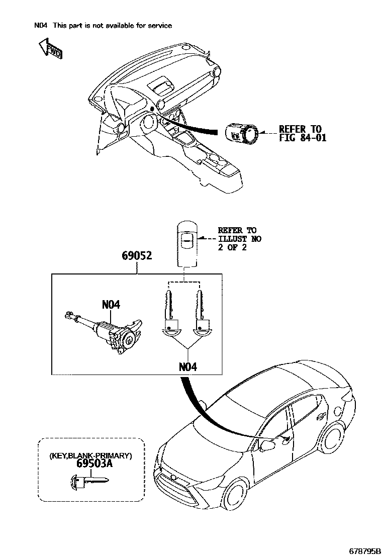 Toyota YARIS 锁芯组件 EPC diagram — 678795B