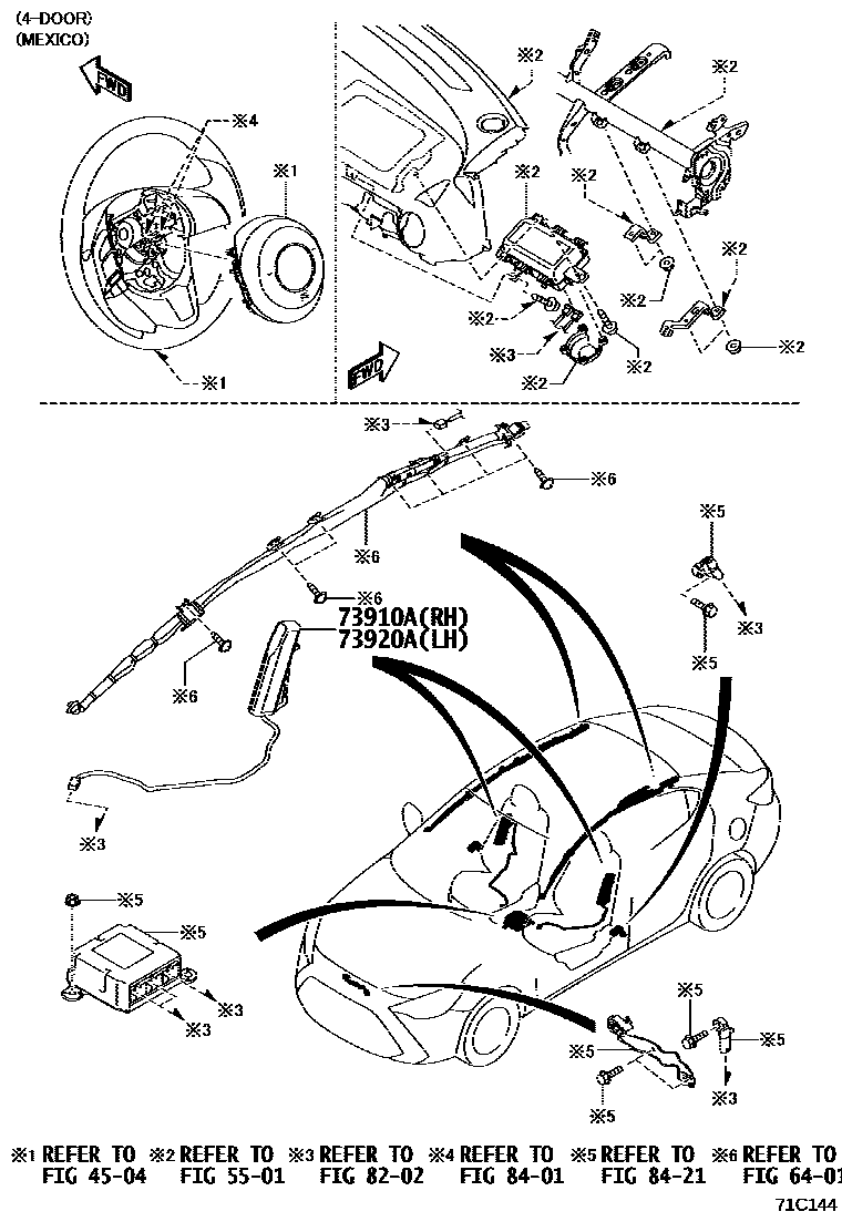 Toyota YARIS 前排座椅和座椅滑轨 EPC diagram — 71C144