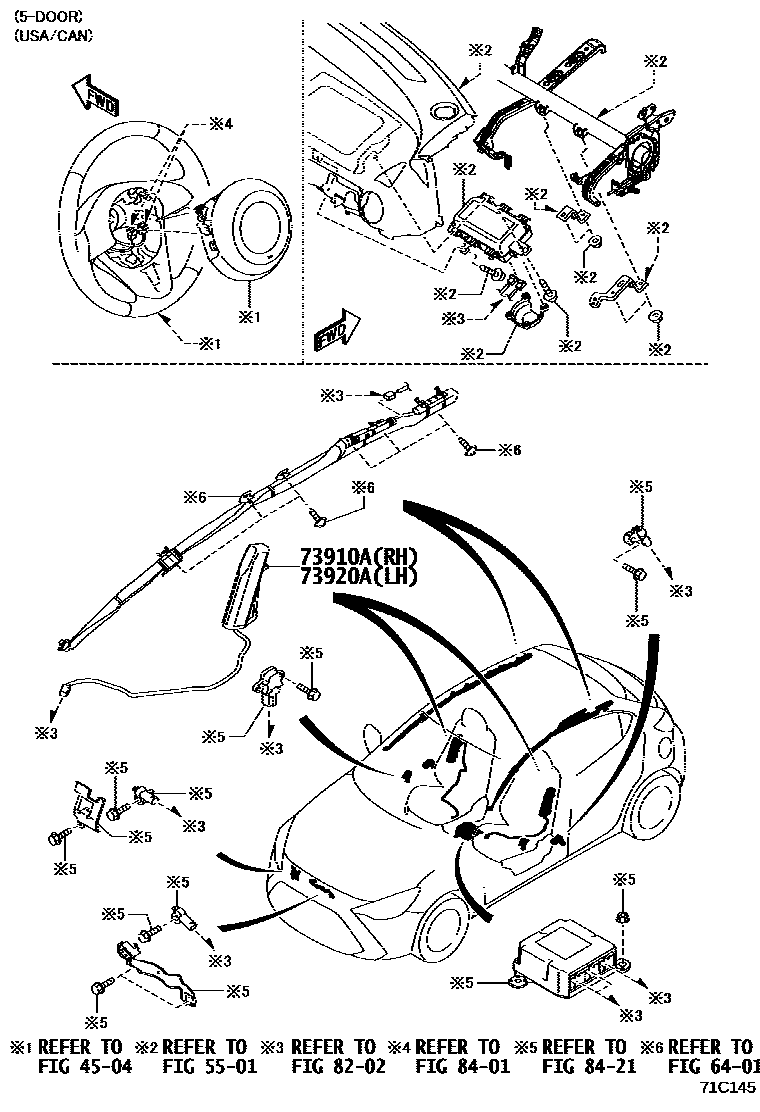 Toyota YARIS 前排座椅和座椅滑轨 EPC diagram — 71C145