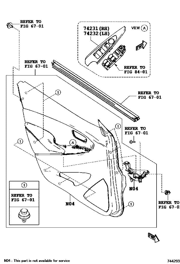 Toyota YARIS 扶手和遮阳板 EPC diagram — 744293