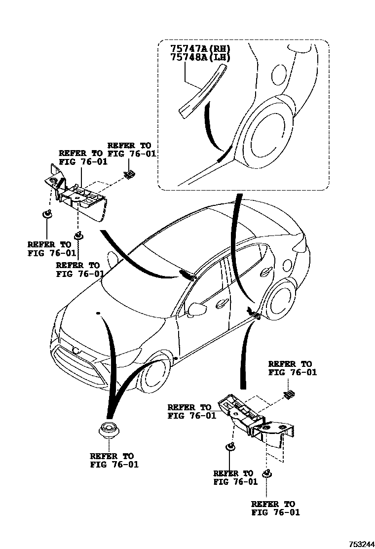 Toyota YARIS 侧防护条 EPC diagram — 753244