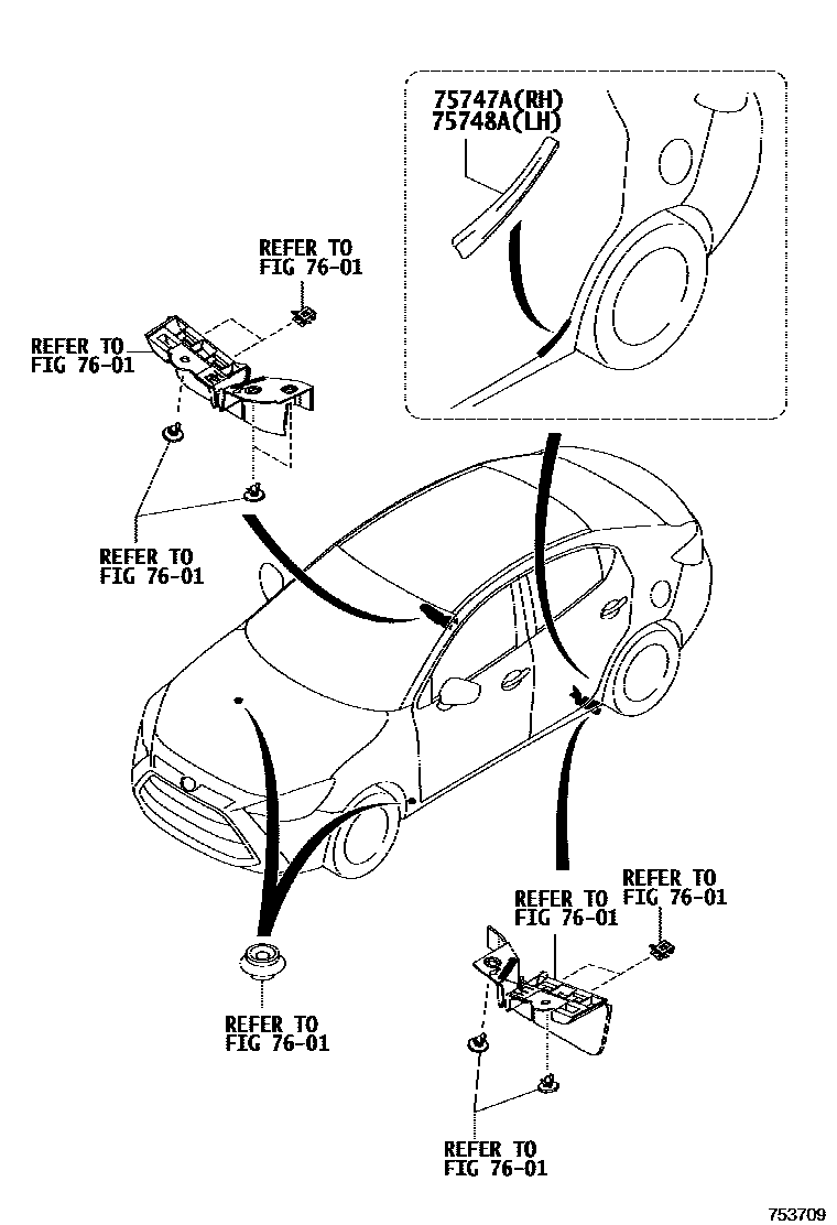 Toyota YARIS 侧防护条 EPC diagram — 753709