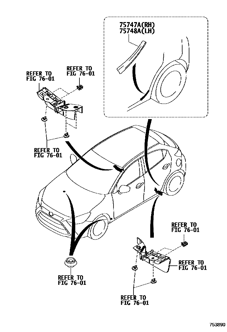 Toyota YARIS 侧防护条 EPC diagram — 753890
