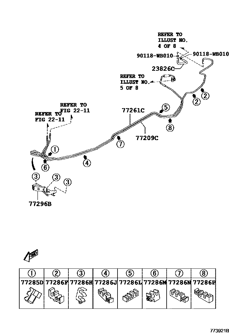 Toyota YARIS 燃油箱和燃油管 EPC diagram — 773921B