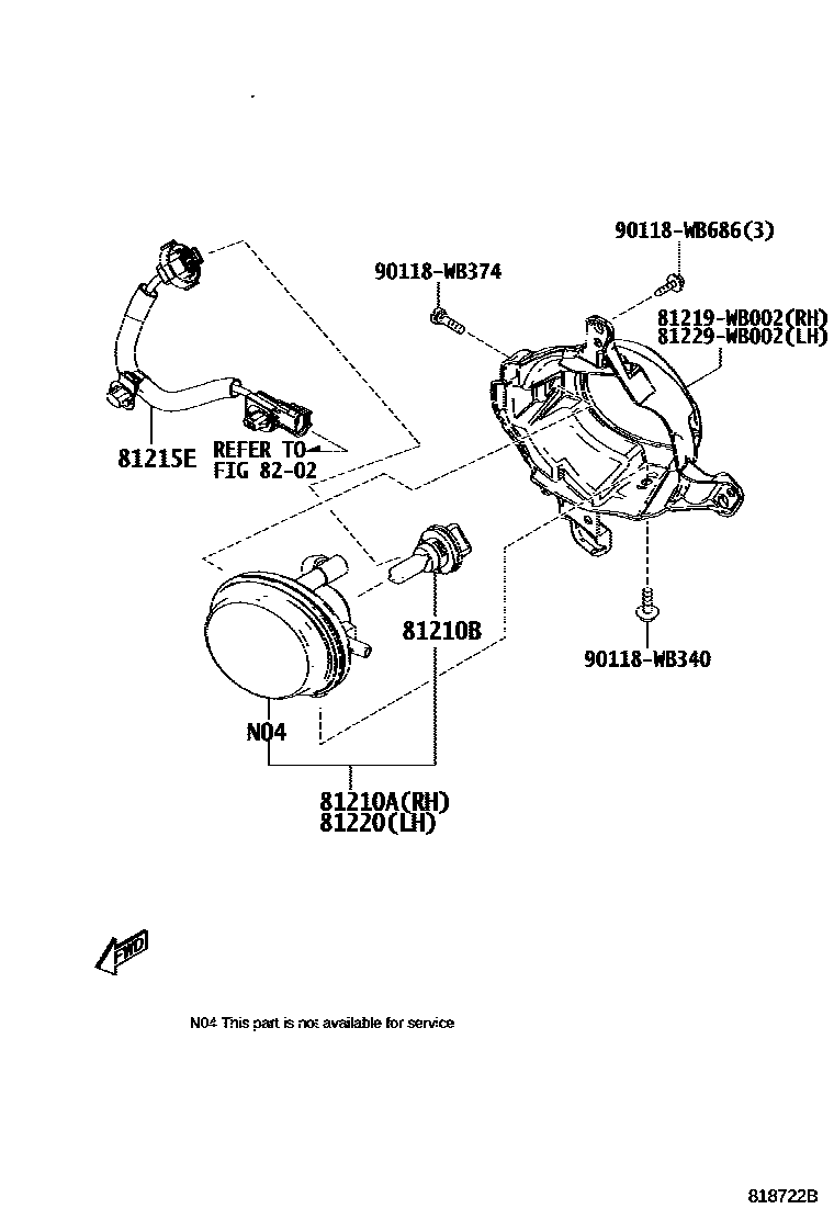 Toyota YARIS Fog Lamp EPC diagram — 818722B