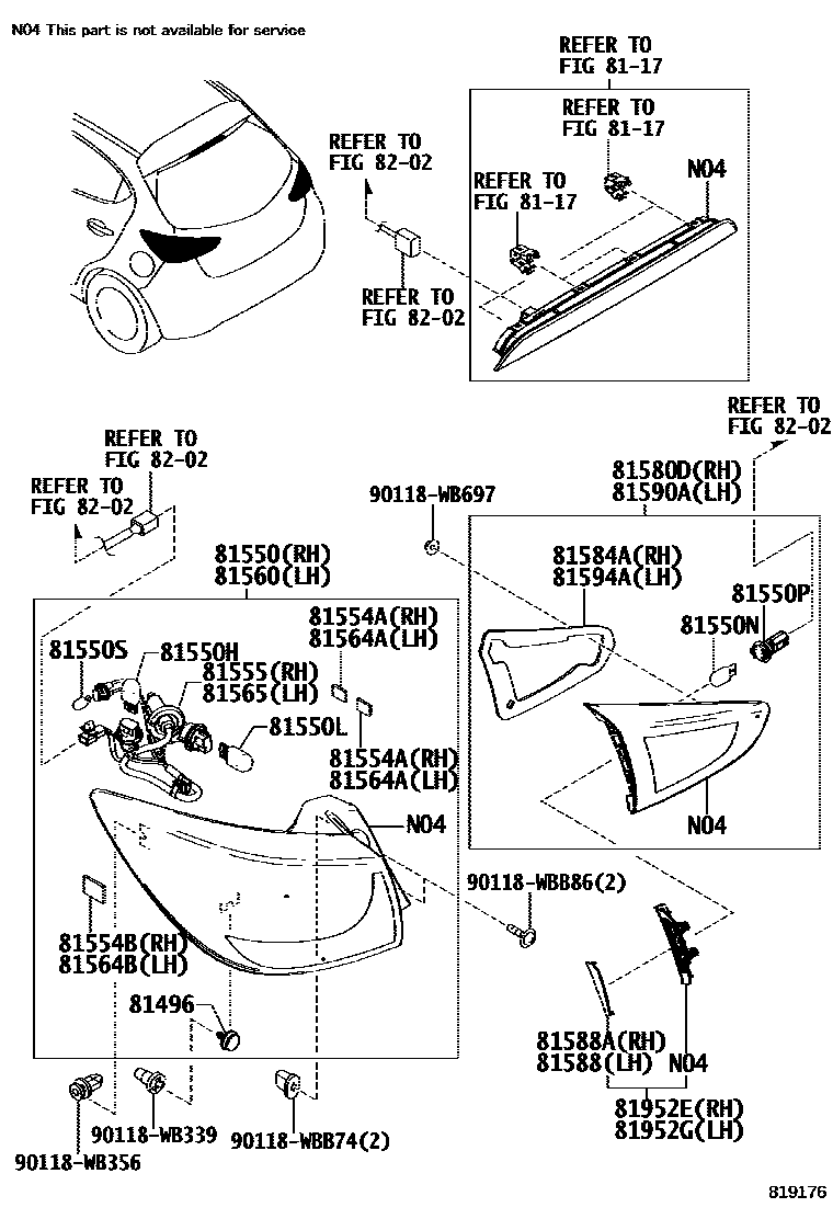 Toyota YARIS 后组合灯 EPC diagram — 819176