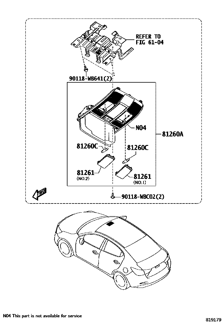Toyota YARIS 车内灯 EPC diagram — 819179