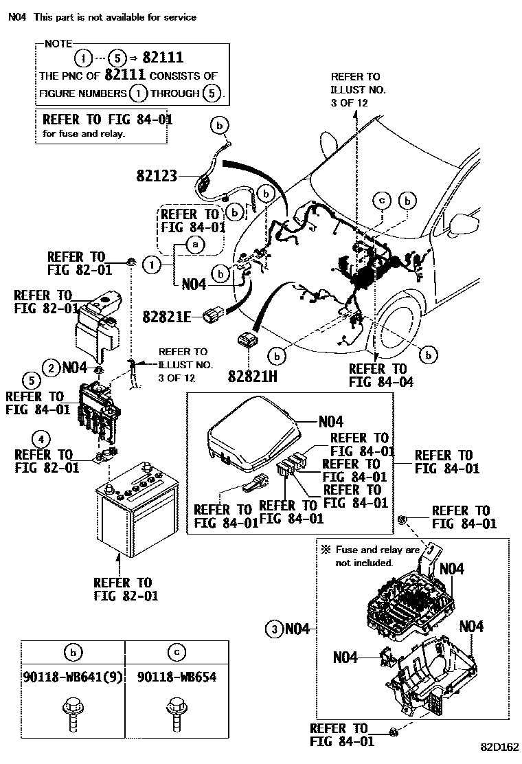 Toyota YARIS 线束和卡夹 EPC diagram — 82D162