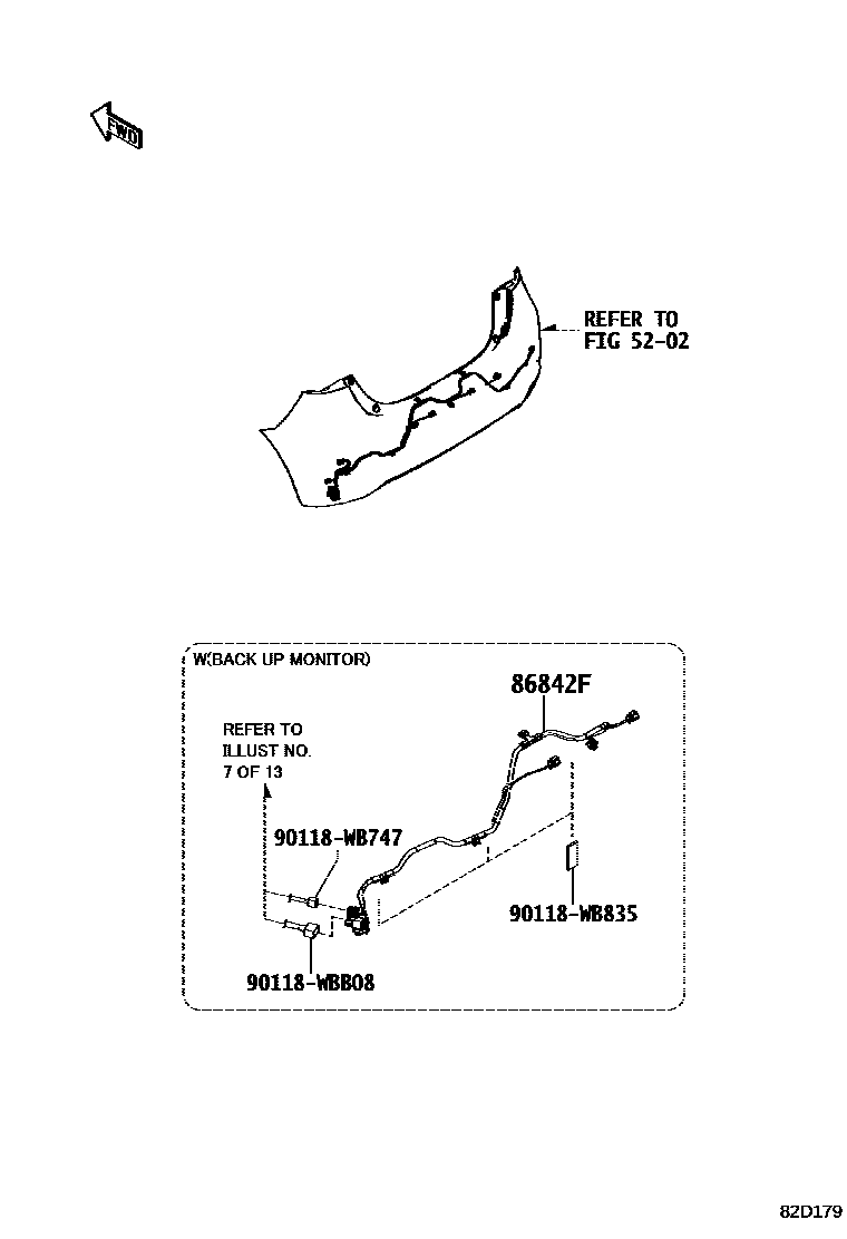 Toyota YARIS 线束和卡夹 EPC diagram — 82D179