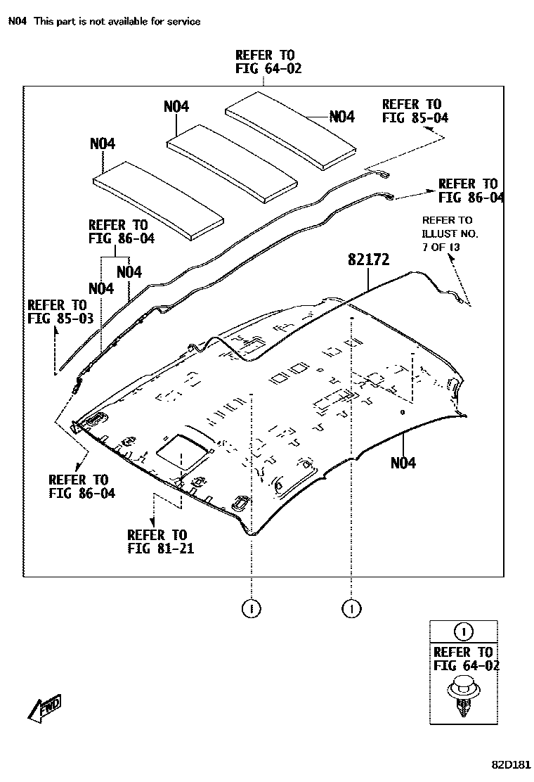 Toyota YARIS 线束和卡夹 EPC diagram — 82D181