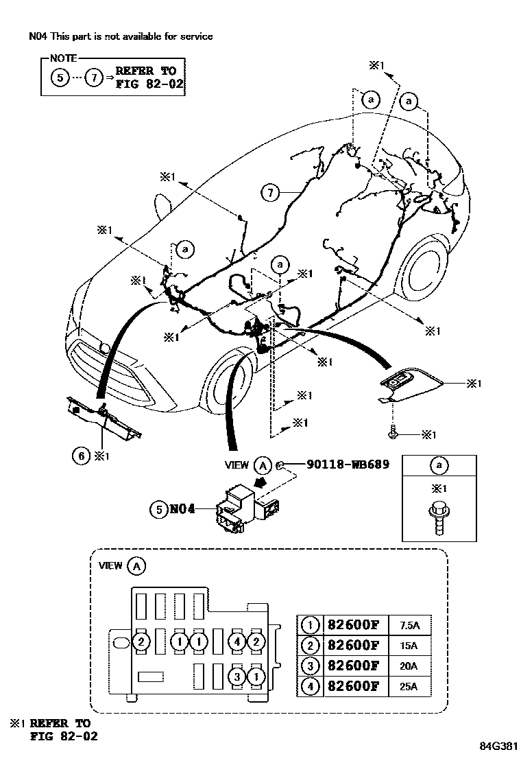 Toyota YARIS 开关和继电器和ECU EPC diagram — 84G381
