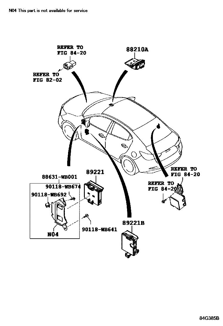 Toyota YARIS 开关和继电器和ECU EPC diagram — 84G385C