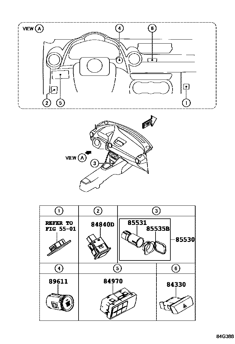Toyota YARIS 开关和继电器和ECU EPC diagram — 84G388