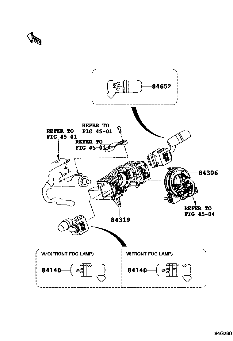 Toyota YARIS 开关和继电器和ECU EPC diagram — 84G390