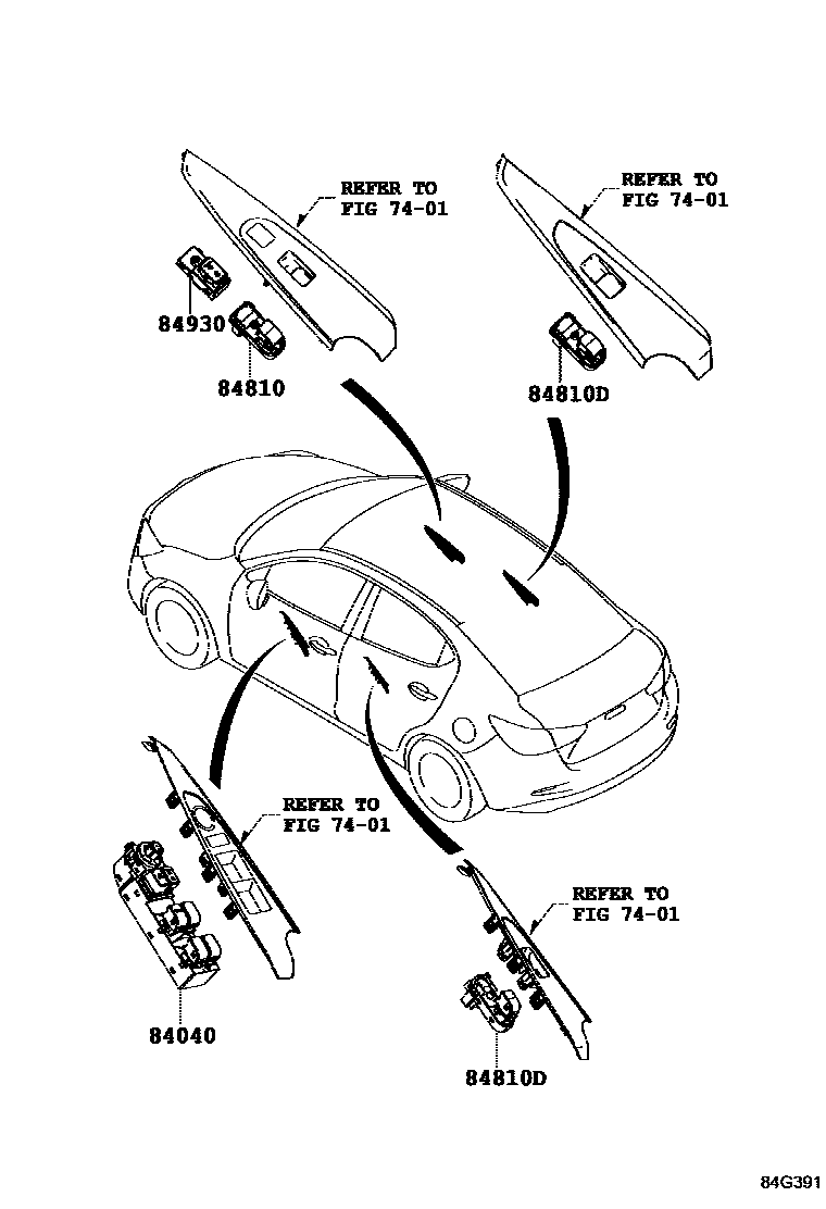Toyota YARIS 开关和继电器和ECU EPC diagram — 84G391