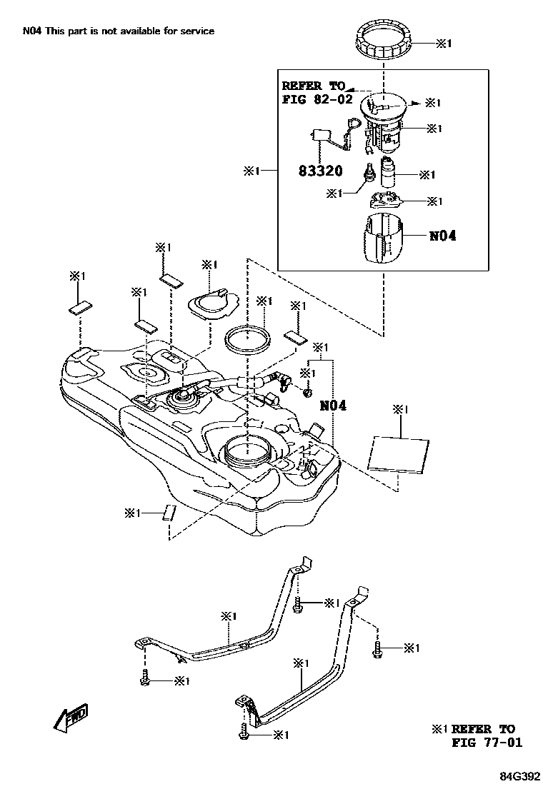 Toyota YARIS 开关和继电器和ECU EPC diagram — 84G392